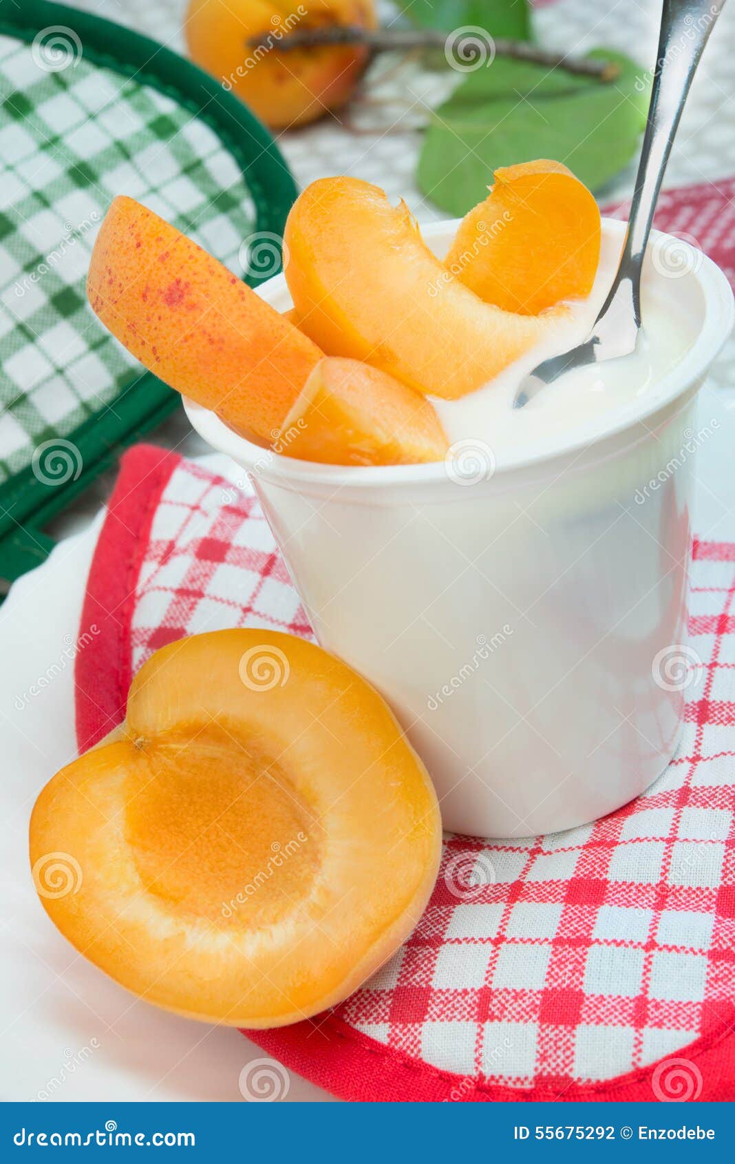 Yogurt with apricots stock photo. Image of breakfast 55675292