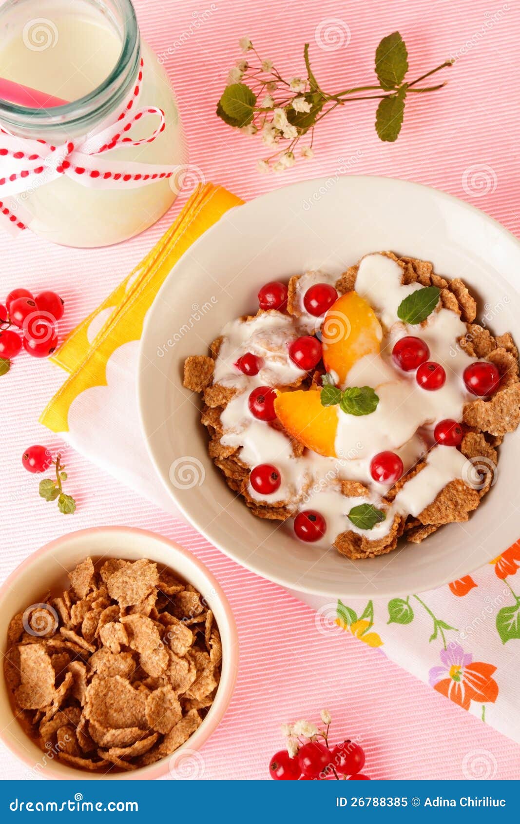 Yogurt with Cereal and Fruits Stock Image Image of dieting, flake