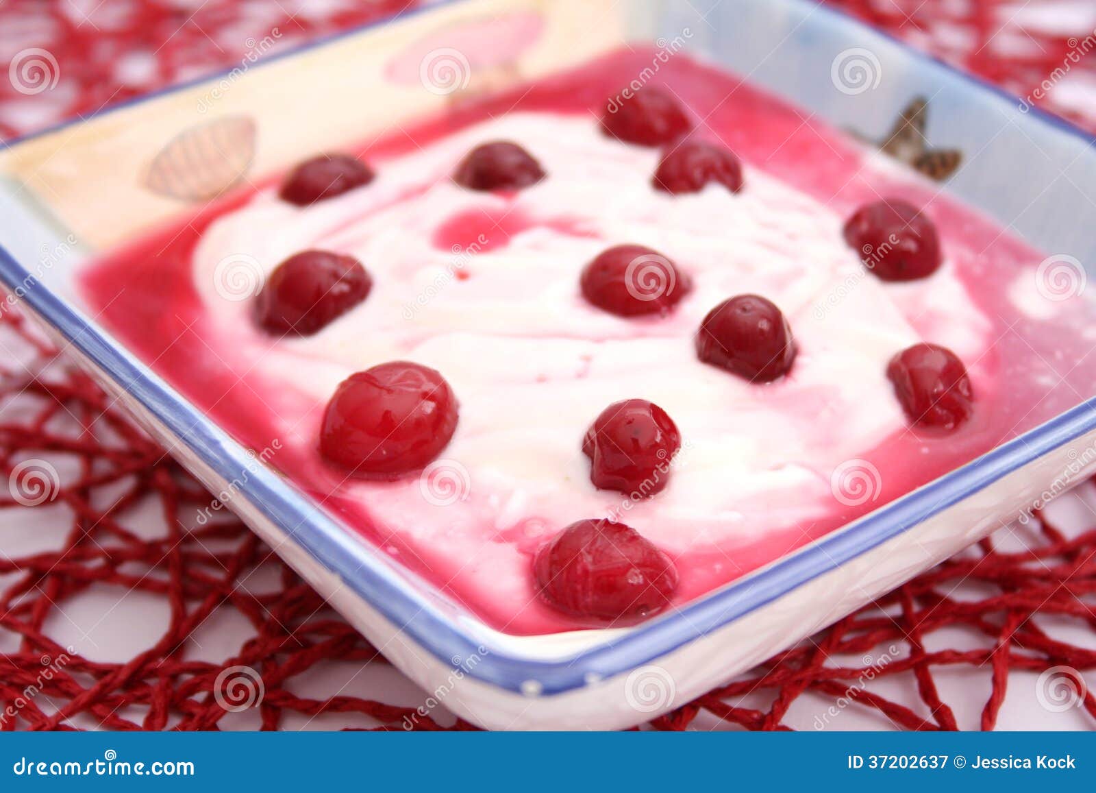 Yogurt with cranberries stock image. Image of dessert 37202637