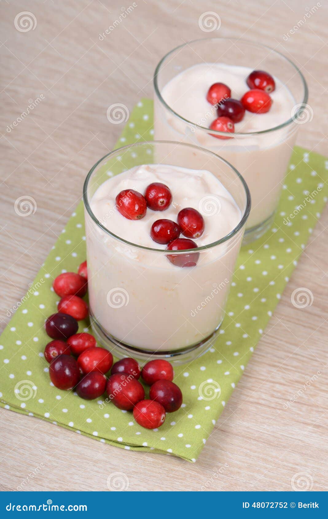 Yogurt with cranberries stock photo. Image of cranberries 48072752