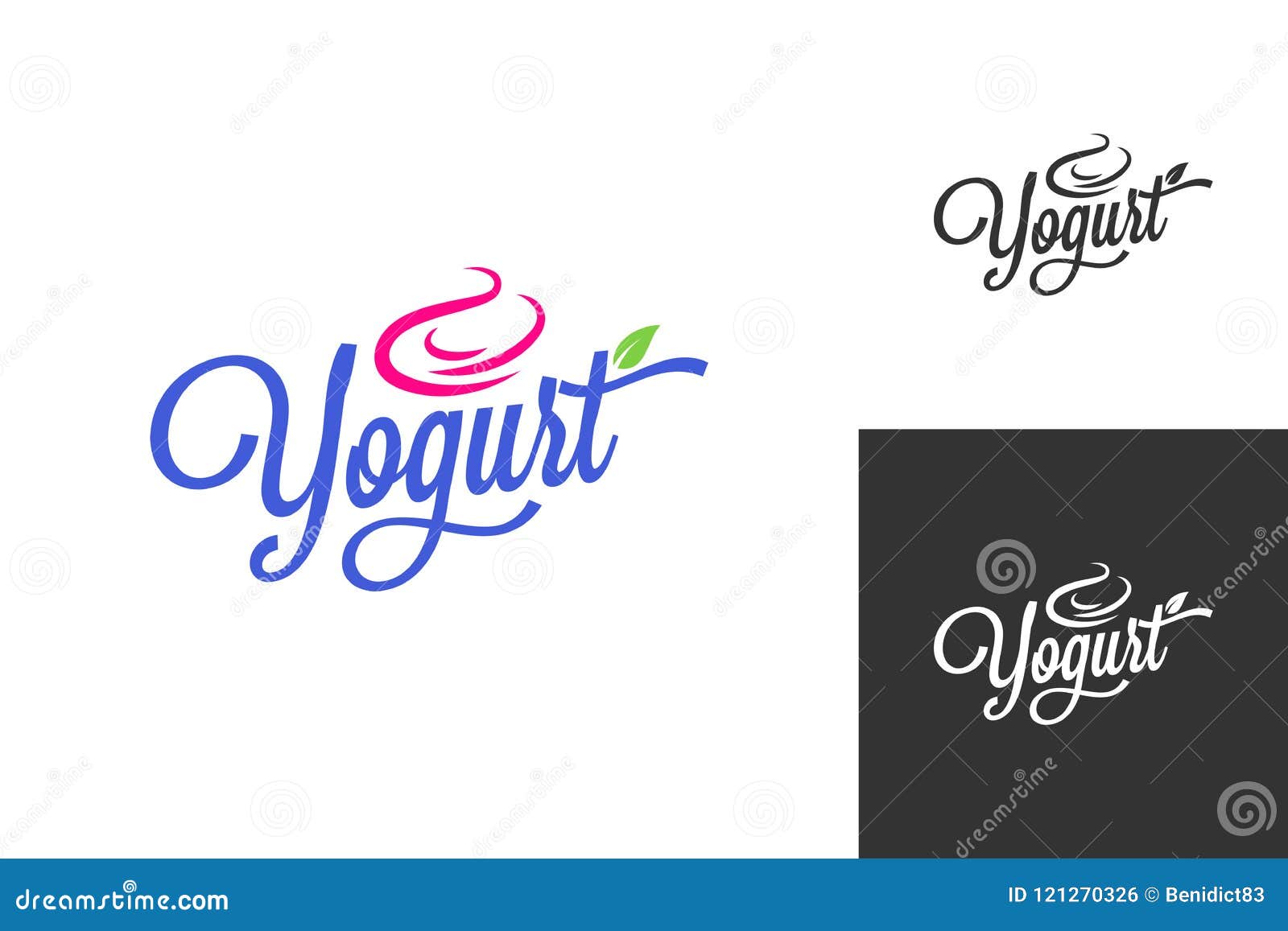 yogurt cream logo. Frozen yogurt vintage lettering set background, Stock  vector