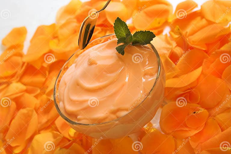 Yogurt dessert stock photo. Image of roses, milk, bowl 772946