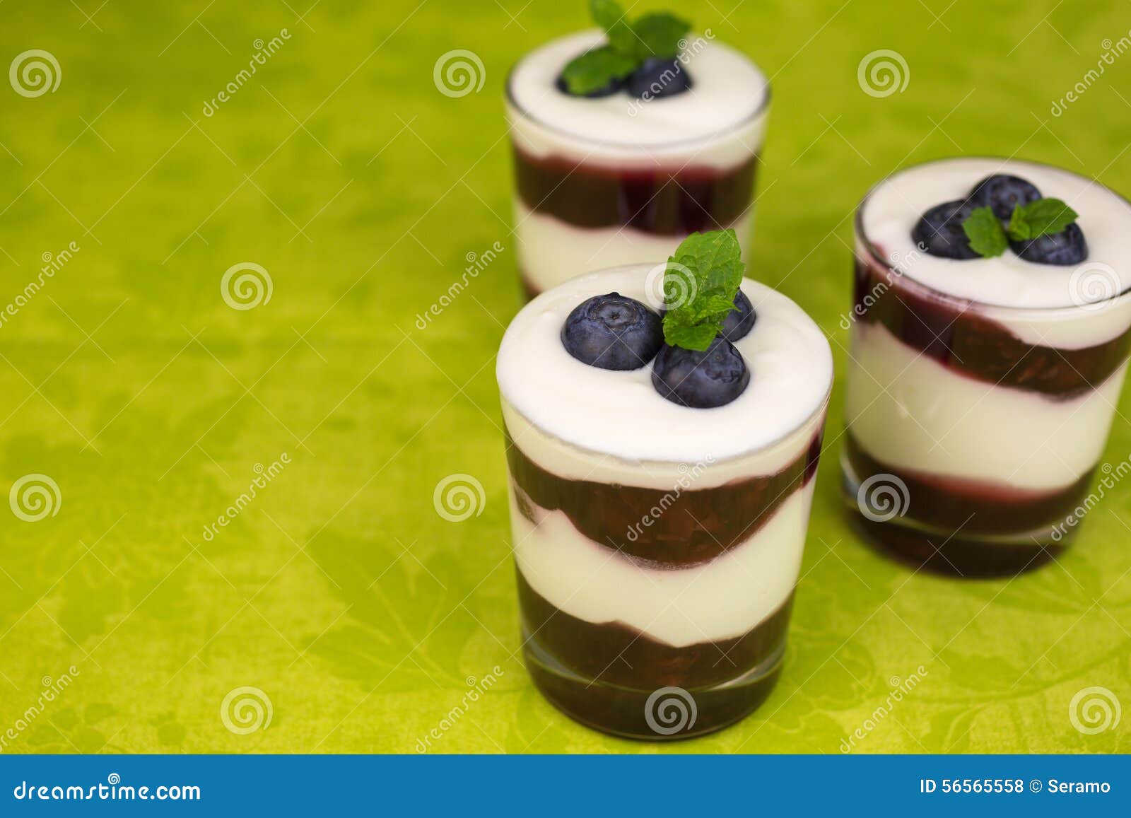 Yogurt dessert with cherry stock photo. Image of appetizing 56565558