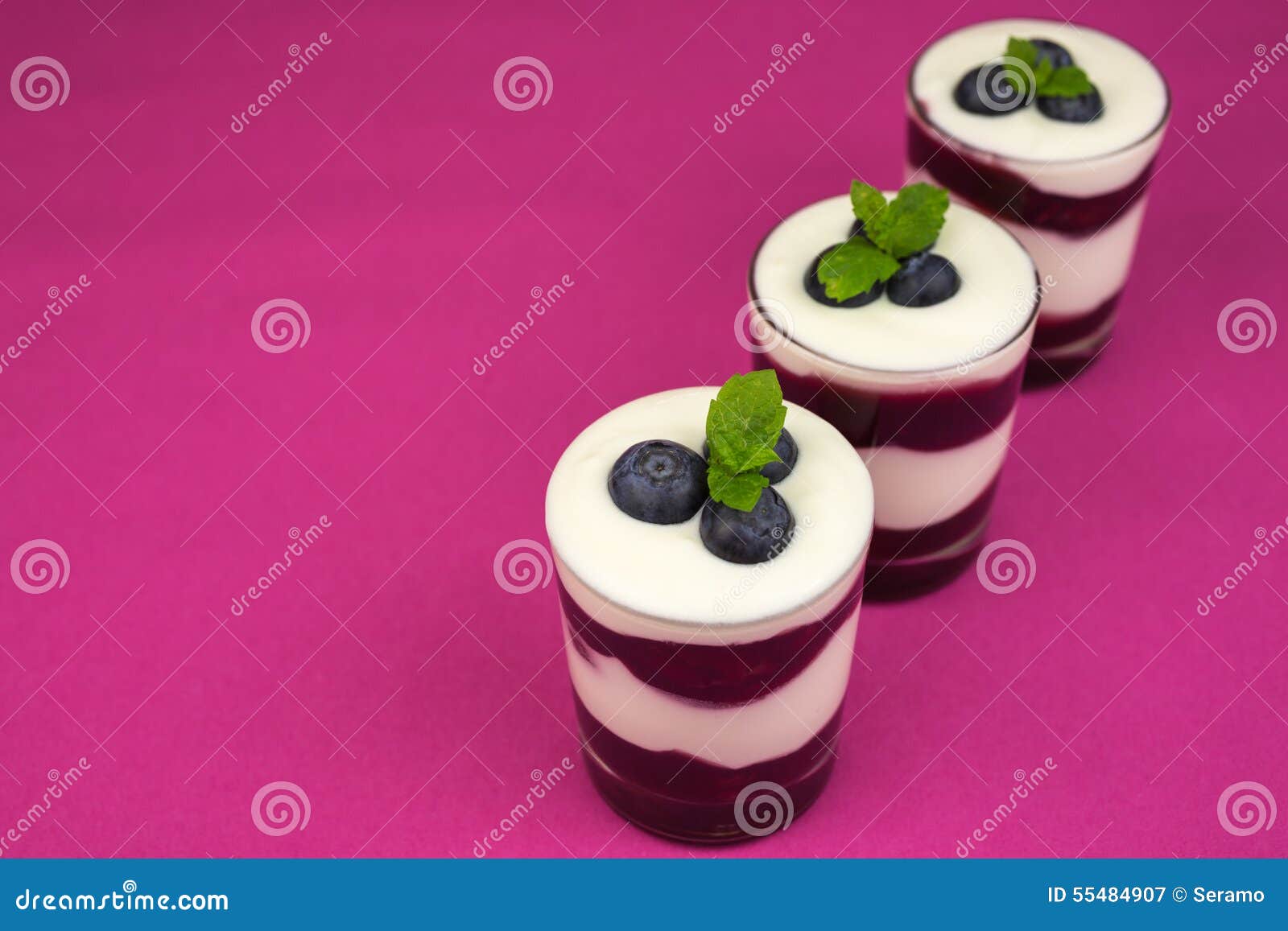 Yogurt dessert with cherry stock image. Image of close 55484907