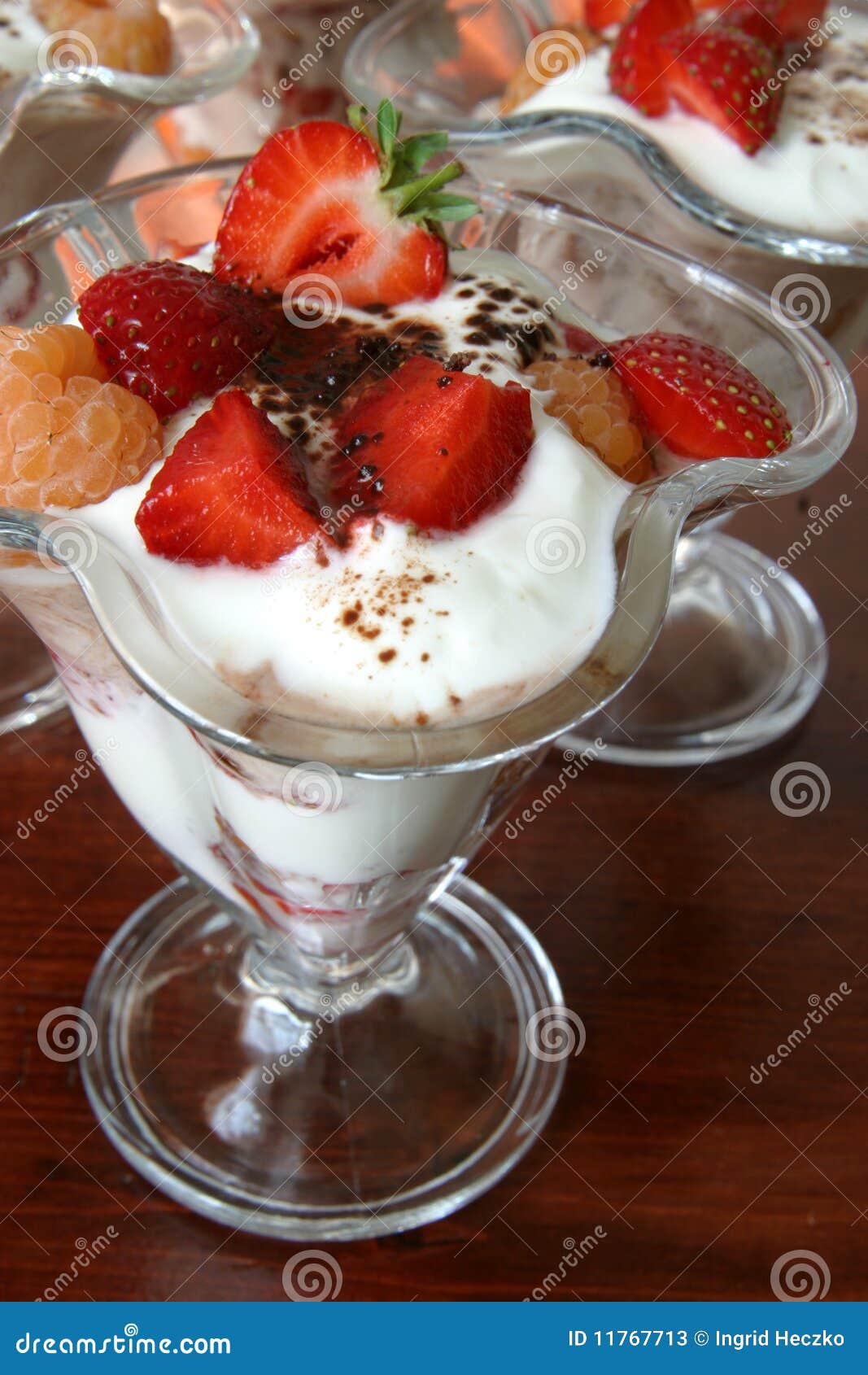Yogurt Dessert with Fresh Summer Fruits Stock Image Image of dish