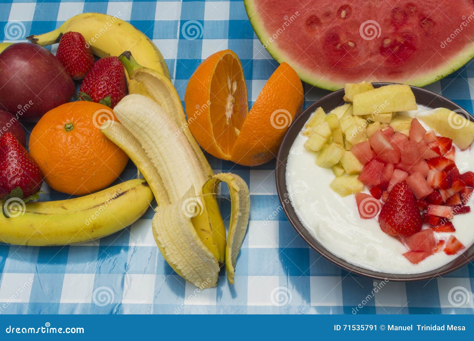 Yogurt with fruit pieces stock image. Image of background 71535791
