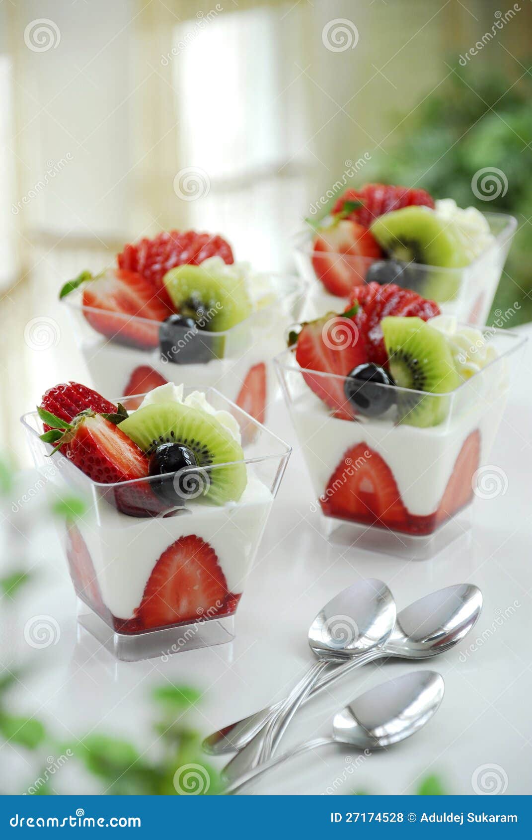 Yogurt in a glass stock photo. Image of green, fruit 27174528