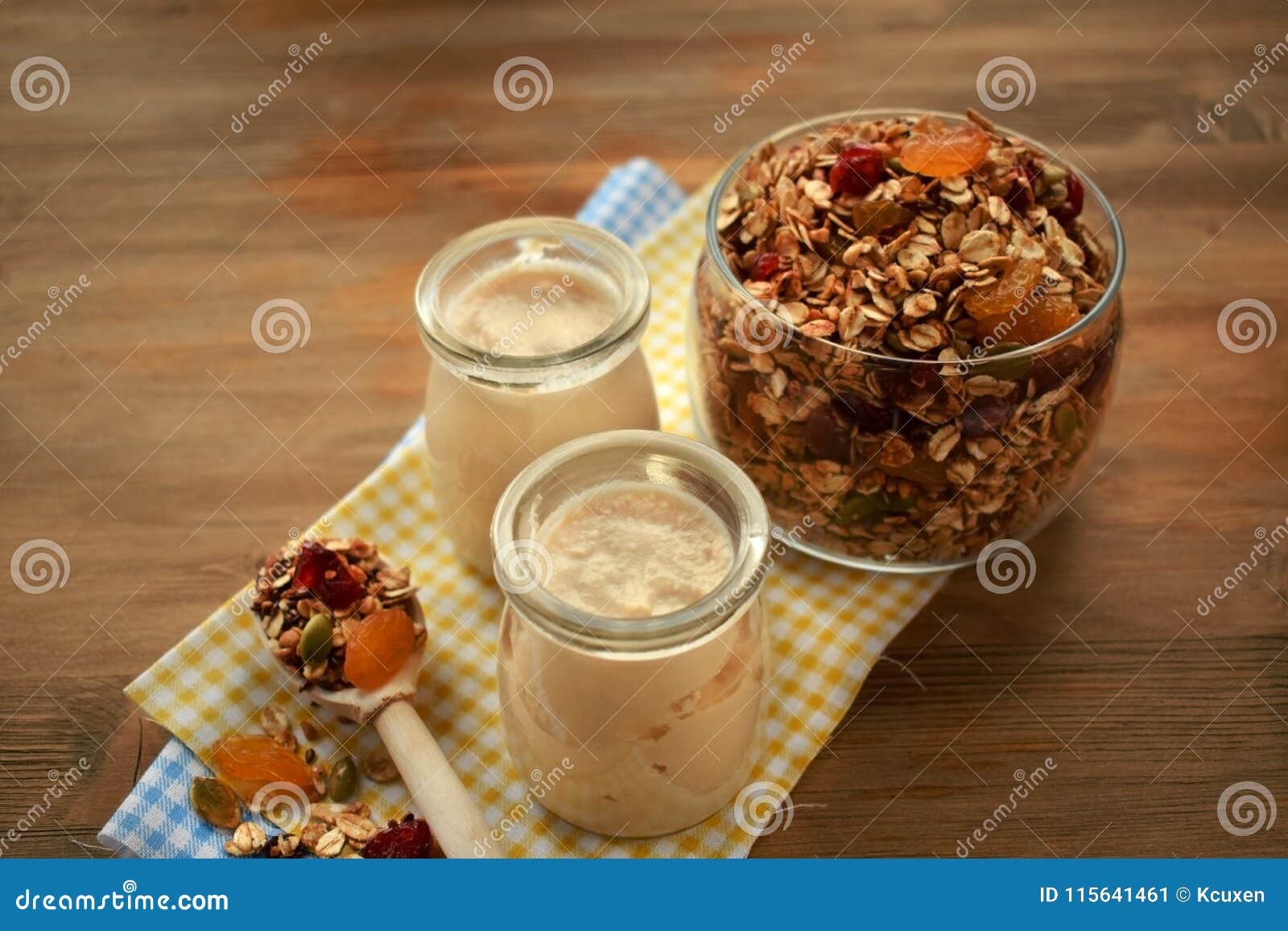 Yogurt in glass jars stock image. Image of nutrition 115641461