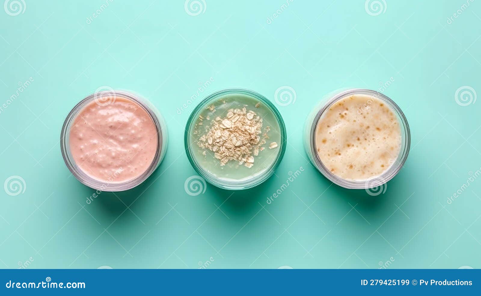 Yogurt in Glass Jars, Top View, Generative AI. Stock Image Image of
