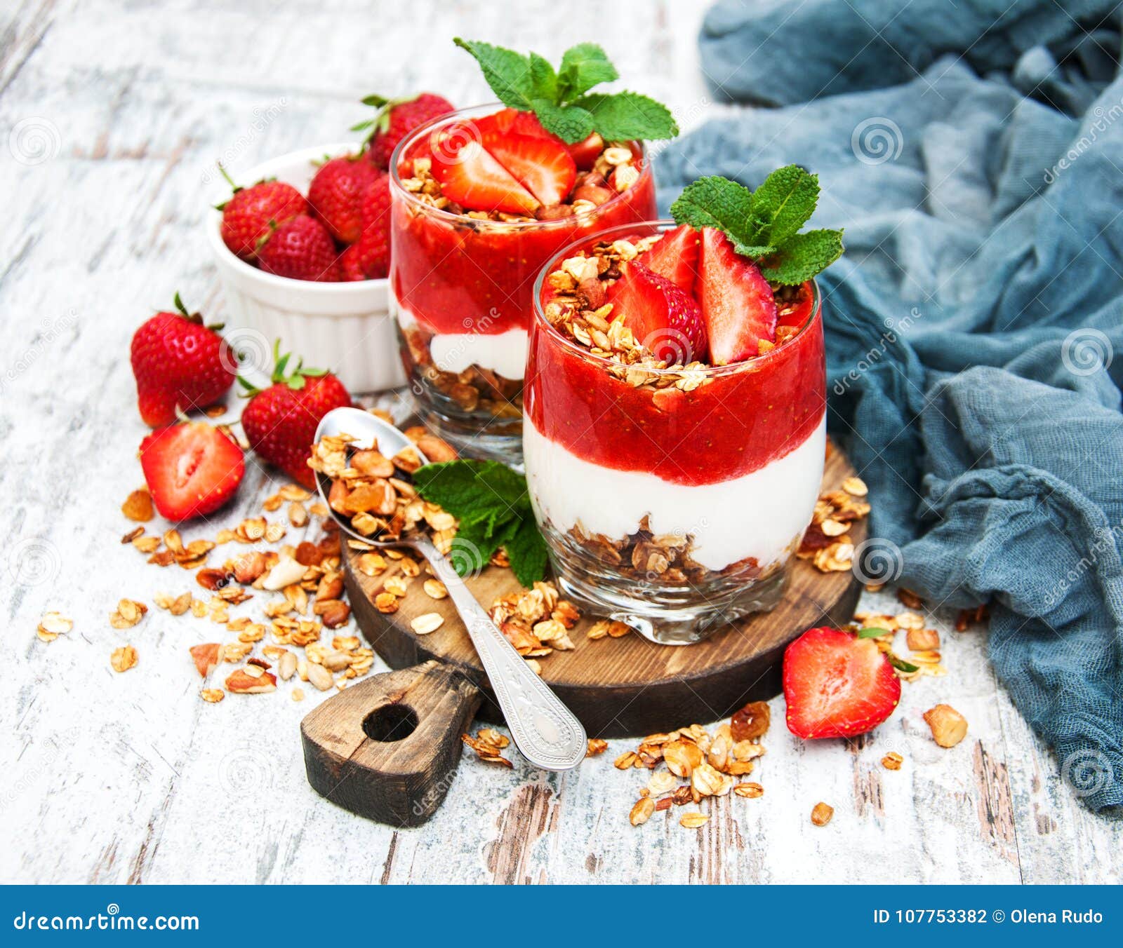 Yogurt and Granola for Breakfast Stock Photo - Image of flake