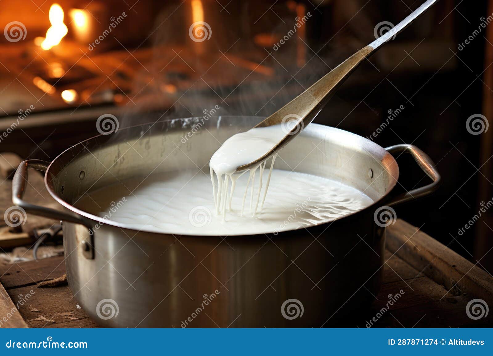 Yogurt Making Process Heating Milk in Saucepan Stock Photo Image of