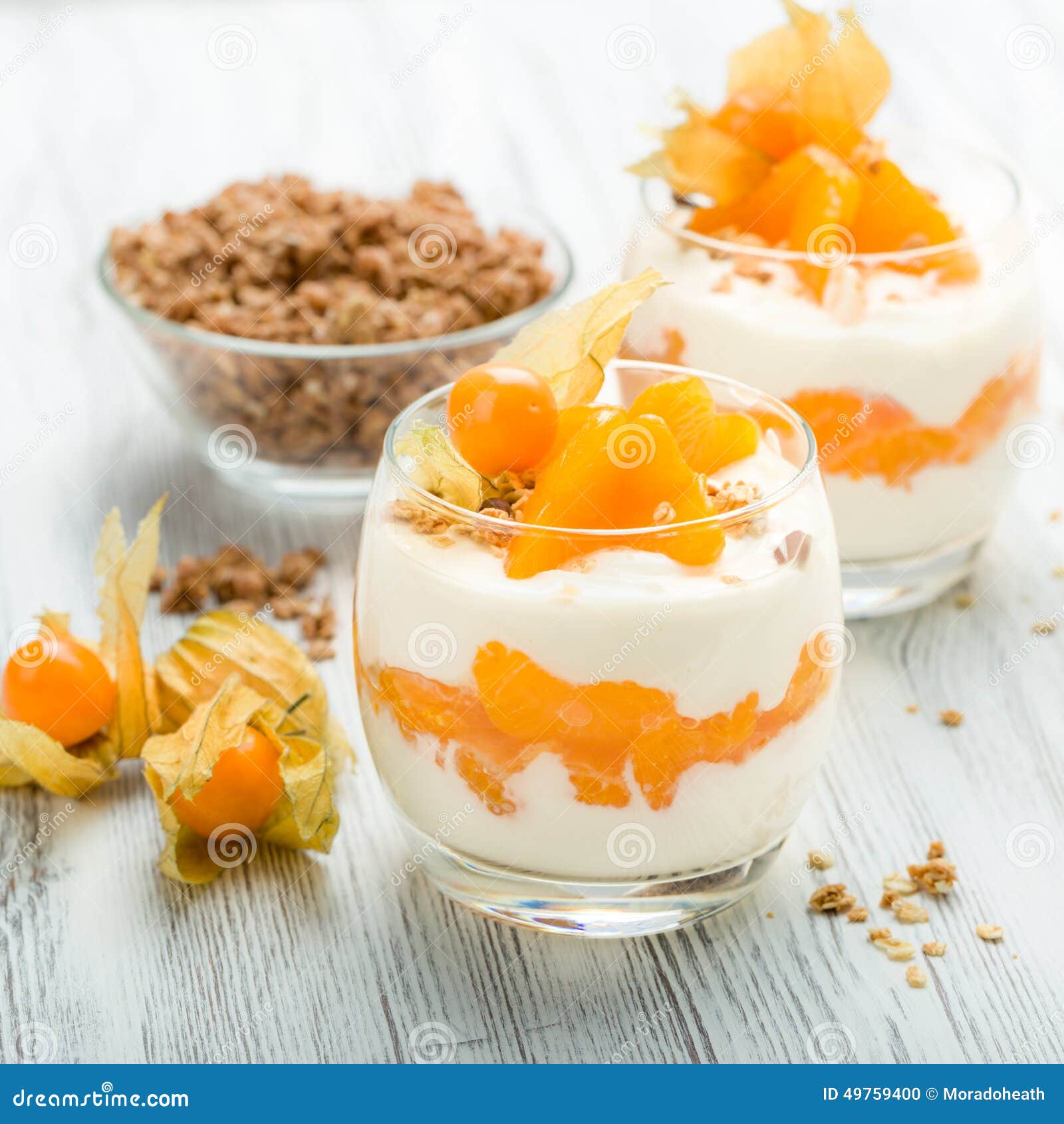 Yogurt with Mandarin Oranges Stock Photo Image of sweet, citrus 49759400