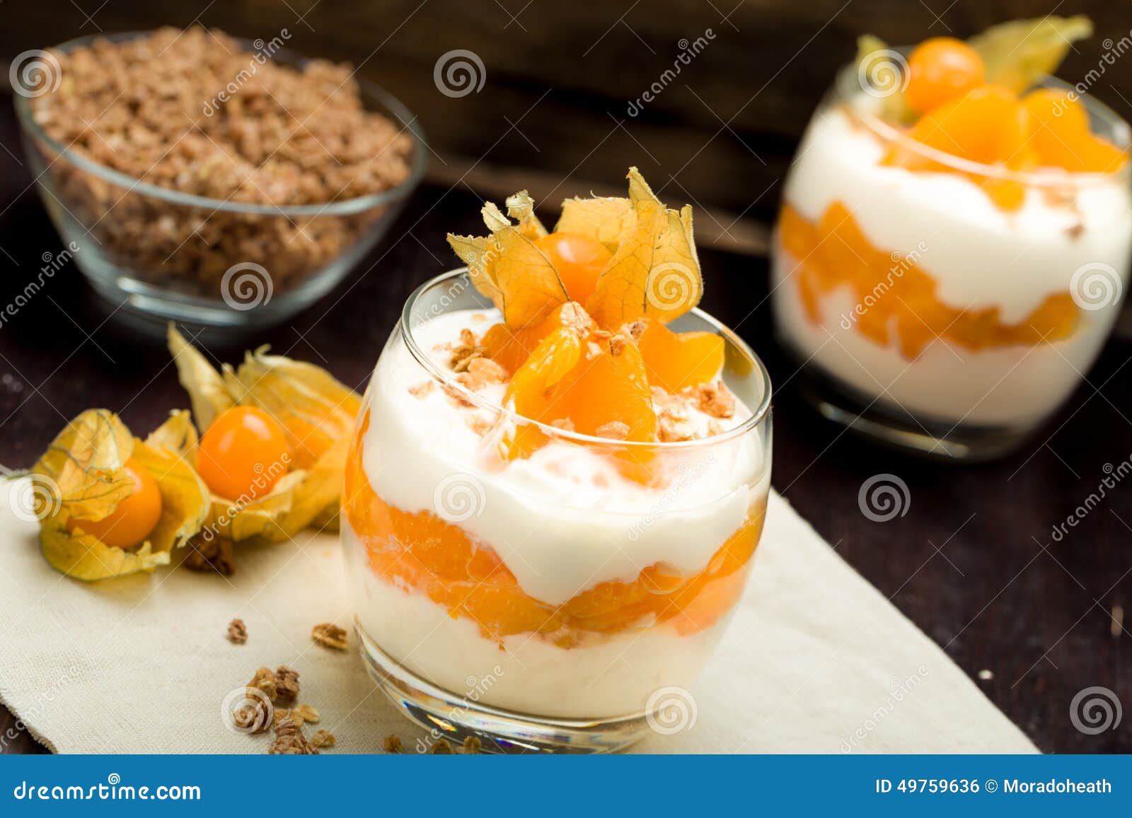 Yogurt with Mandarin Oranges Stock Photo Image of glass, closeup
