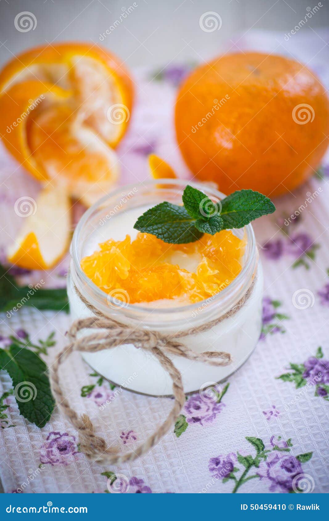 Yogurt with Mandarin Oranges Stock Photo Image of cream, bacteria