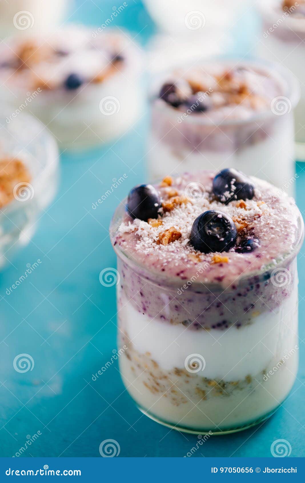 Yogurt parfait stock photo. Image of blue, eaten, cereal - 97050656