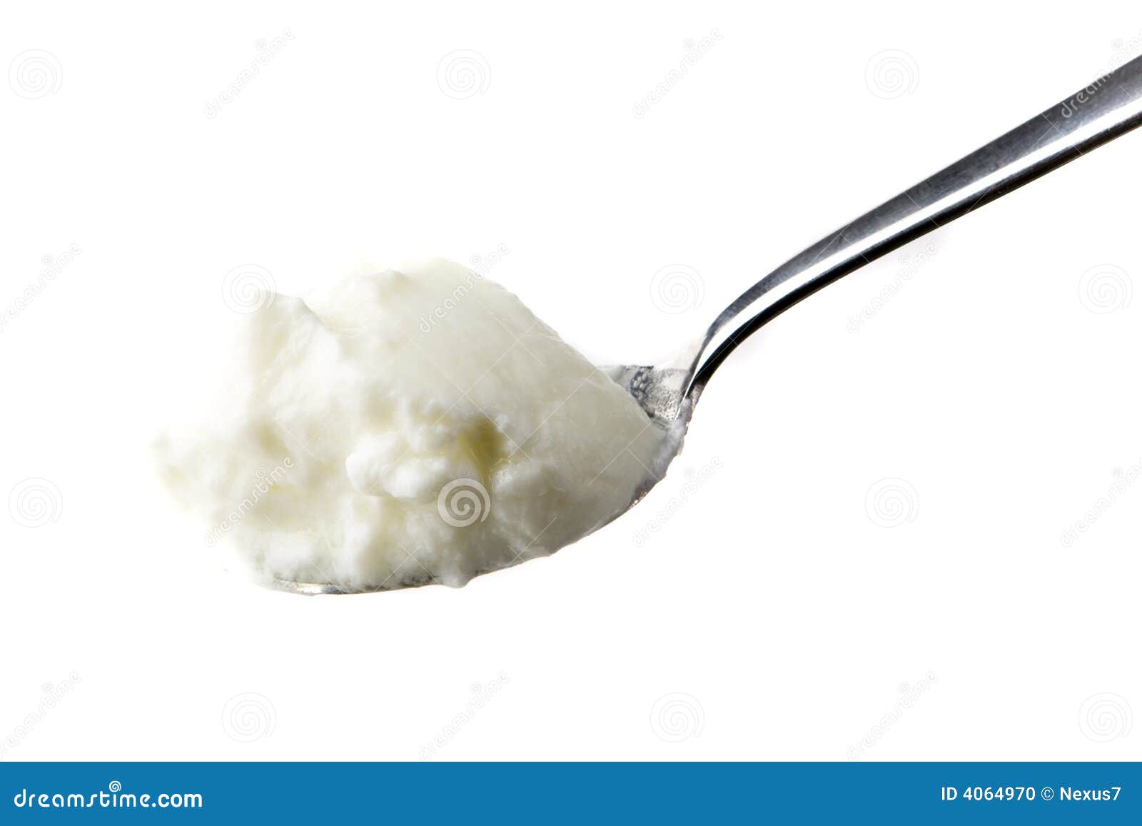 Yogurt in a Spoon stock photo. Image of dessert, food 4064970
