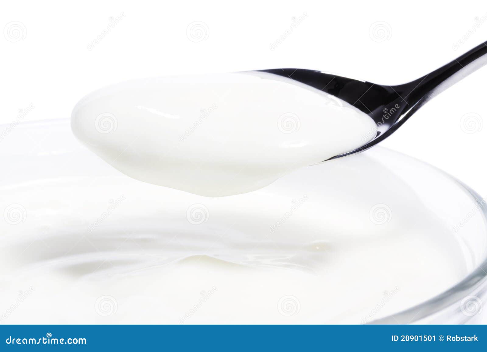 Yogurt on a Spoon Over a Yogurt Dessert Stock Image Image of smoothie