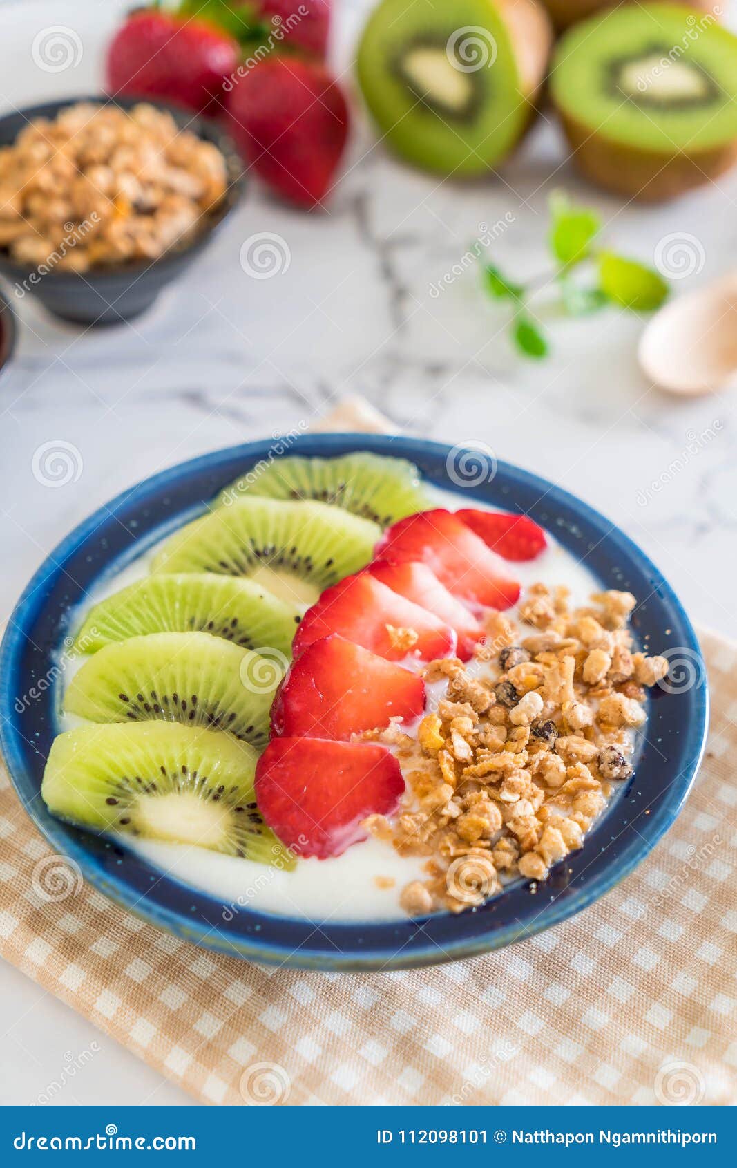 Yogurt with Strawberry, Kiwi and Granola Stock Image Image of kiwi