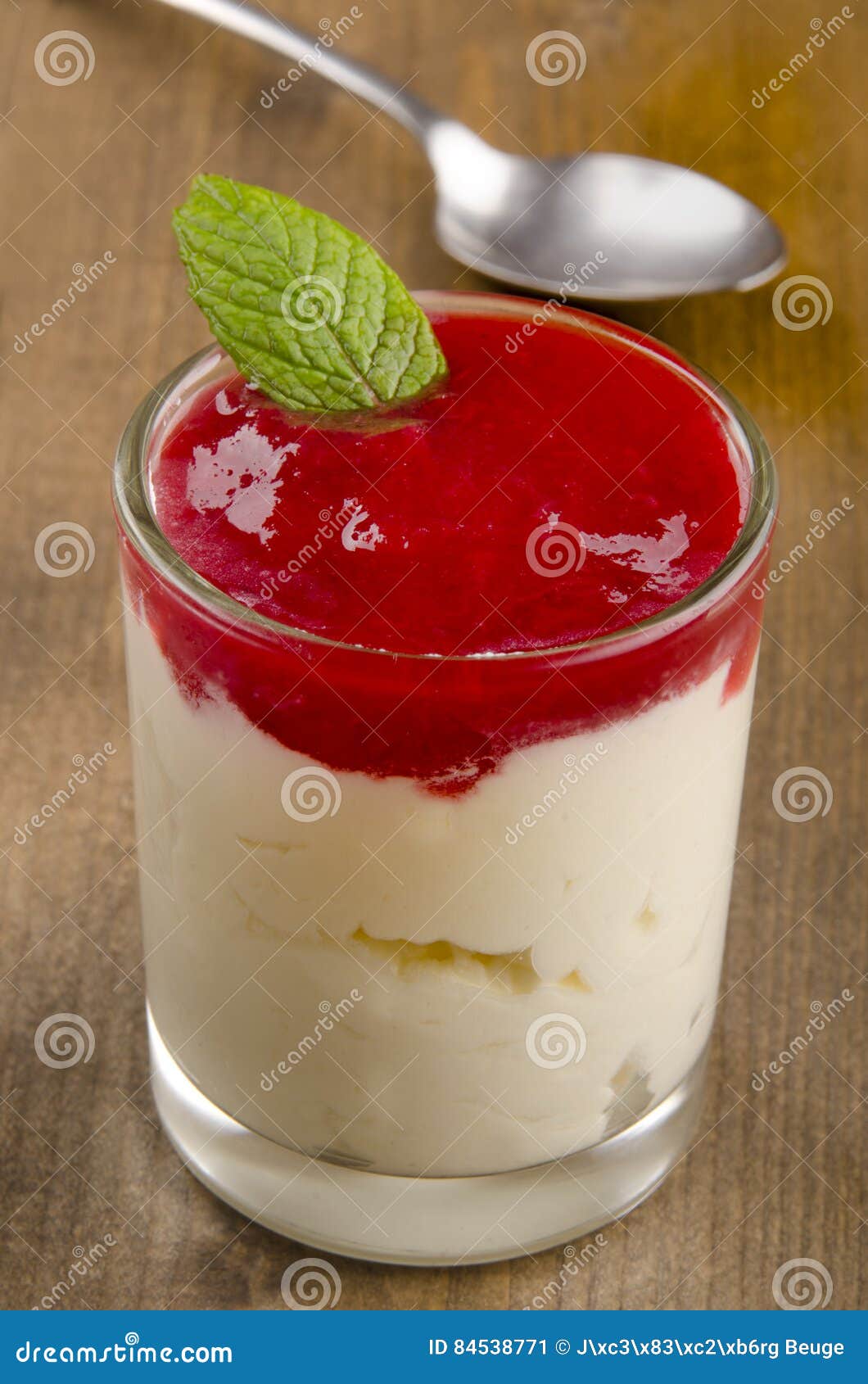 Yogurt with Strawberry Mouse in a Dessert Glass Stock Image Image of