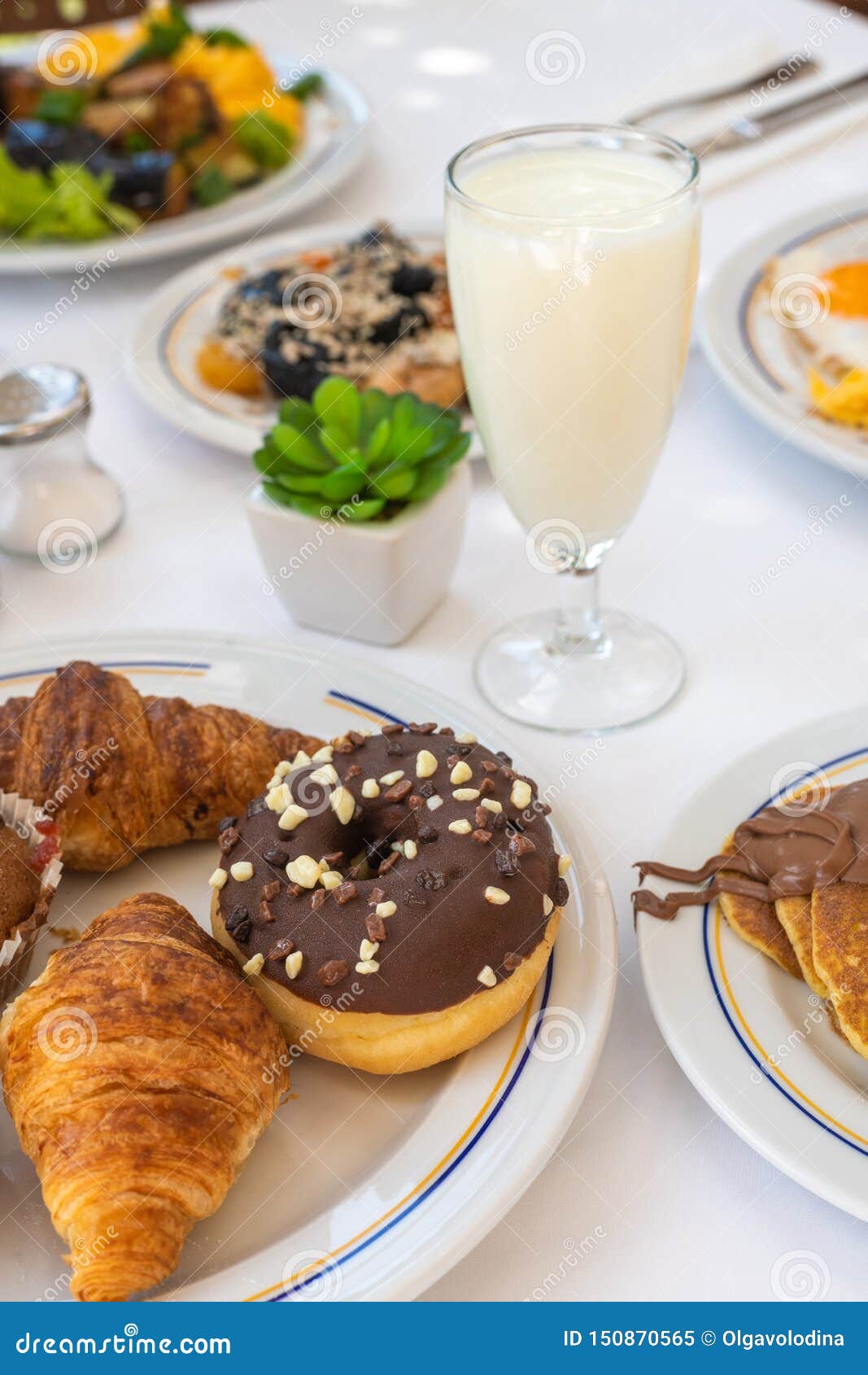 Yogurt and Sweet Pastry Healthy Breakfast Concept Stock Image Image