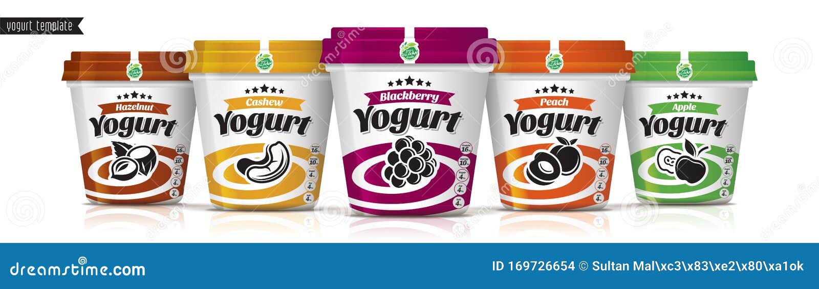 Download Yogurt Vector Packaging Design Fruit And Nuts Yogurt Set Stock Vector Illustration Of Fruit Dairy 169726654