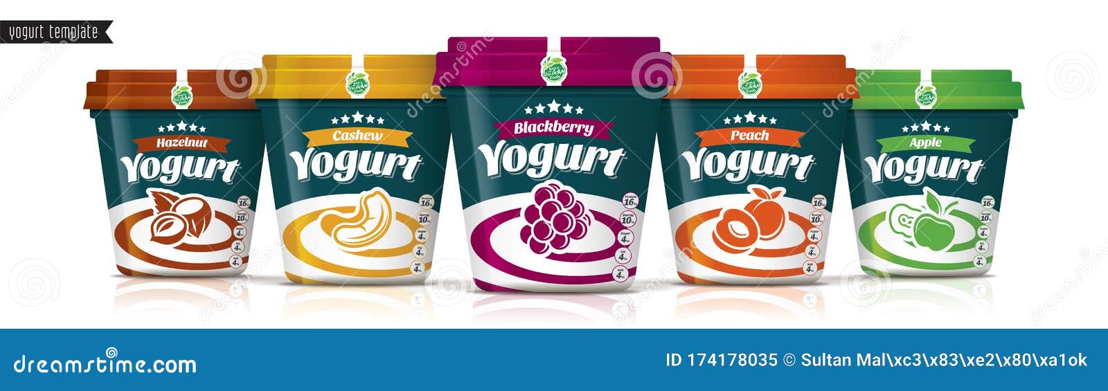 Download Yogurt Vector Packaging Design Fruit And Nuts Yogurt Set Stock Vector Illustration Of Hazelnut Black 174178035