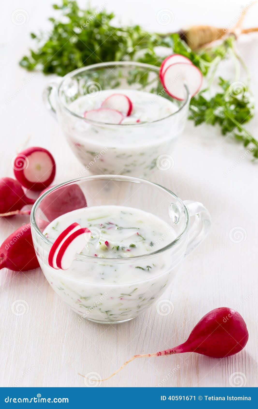 Yogurt with Vegetables in a Glass. Russian Okroshka, Cold Summer Stock ...