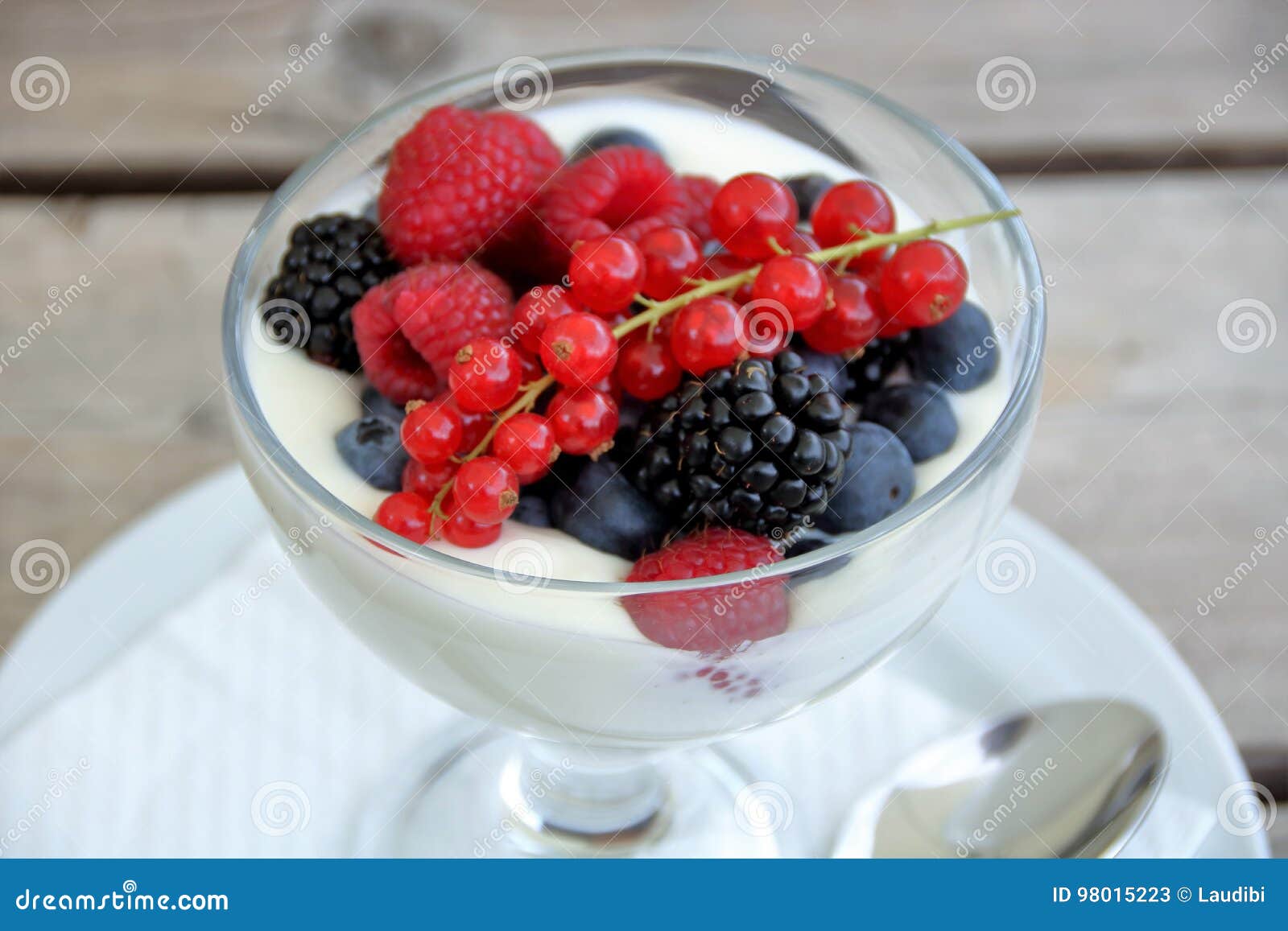 Yogurt with wild berries stock image. Image of dessert - 98015223