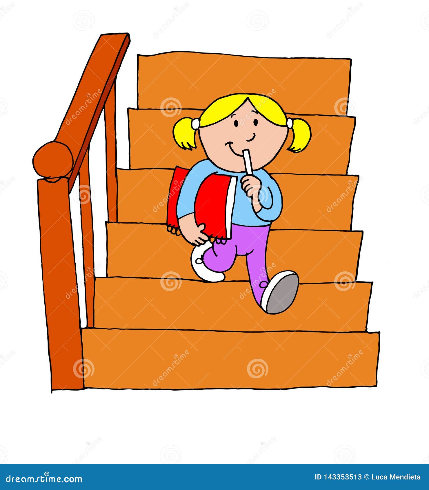 На ступеньку вскакивает хлопчик. Иллюстрация дети на ступеньках. Спускается с лестницы. Лестница нарисованная. Ступеньки рисунок.
