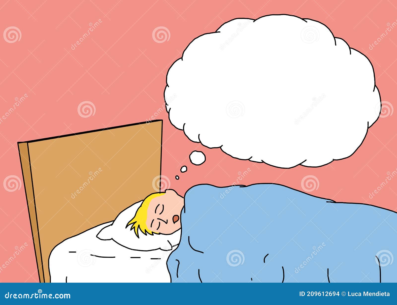Illustration of a Young Man Sleeping in a Bed Stock Illustration ...