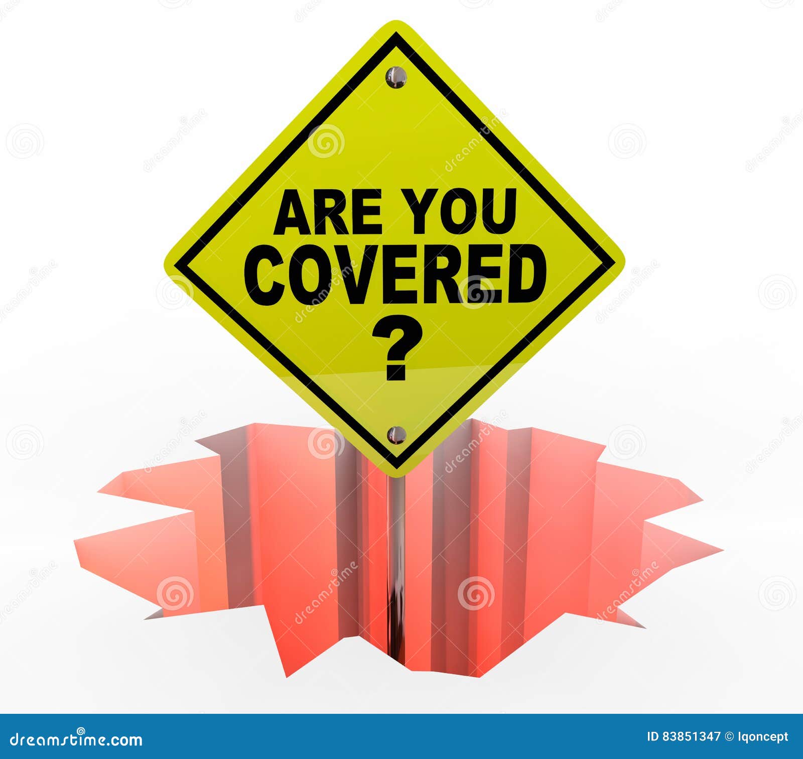 Are You Covered Insurance Policy Coverage Danger Sign Stock