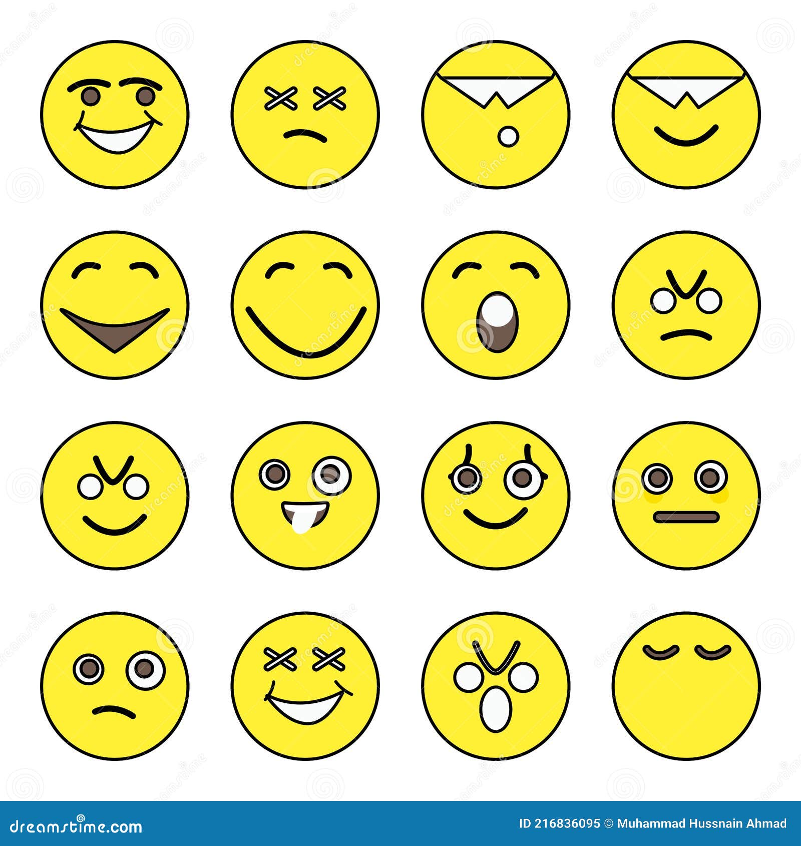 Pack of Emotion Characters Icons Stock Illustration - Illustration of ...