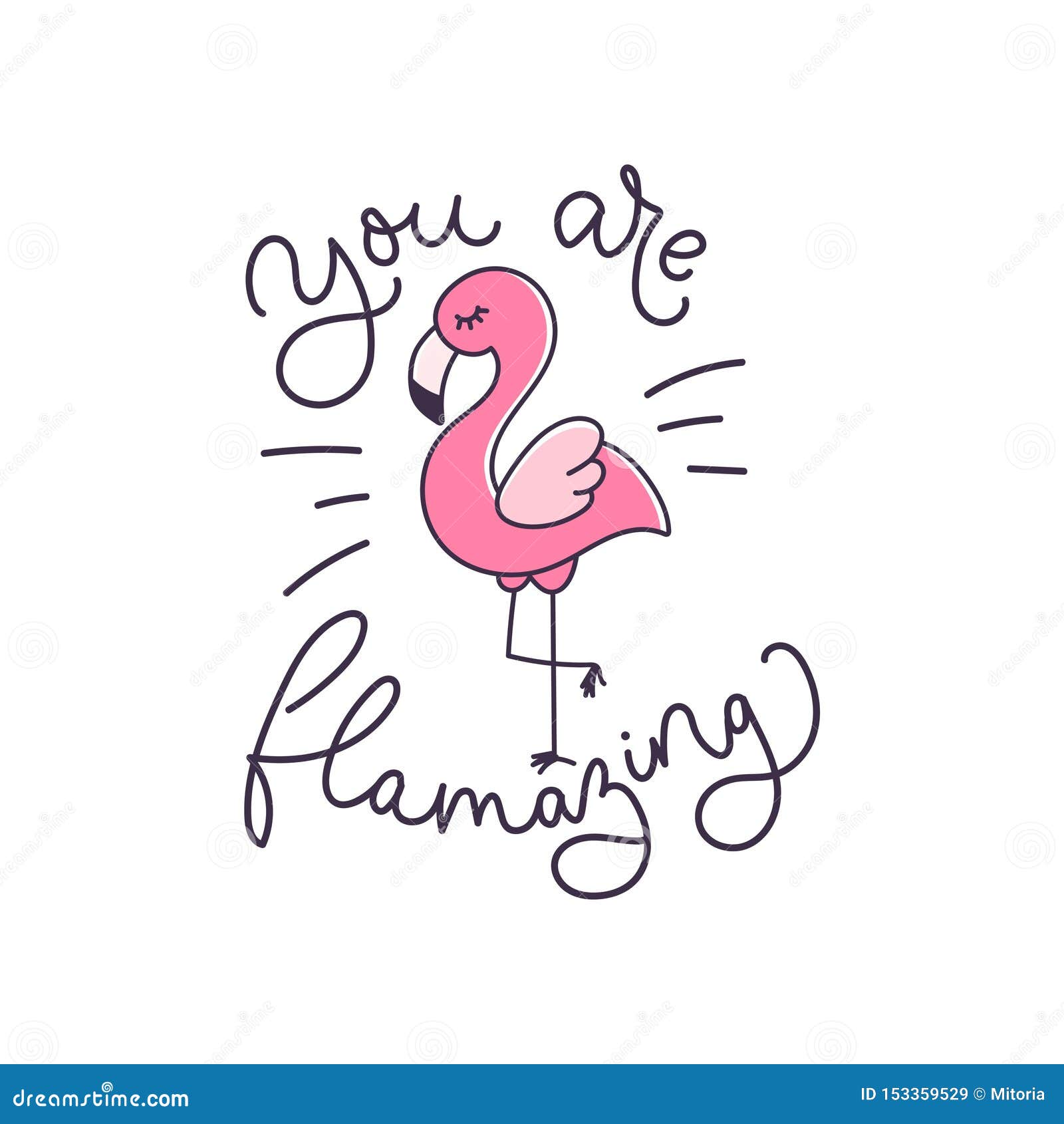 you are flamazing inspirational card with lettering and cute flamingo. birthday greeting card or inspirational print. 