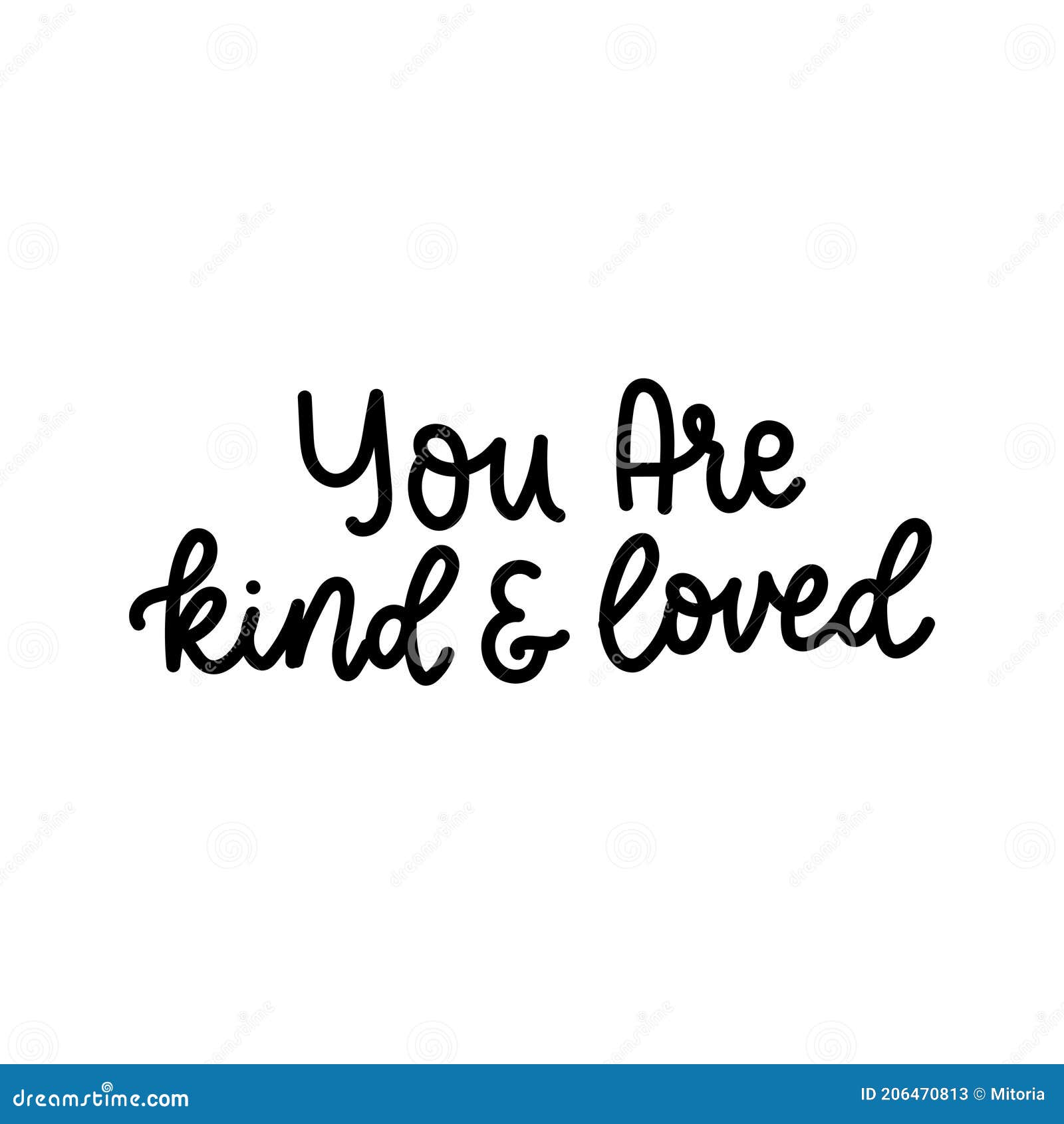 You Are Kind And Loved Inspirational Lettering Card Trendy Typography