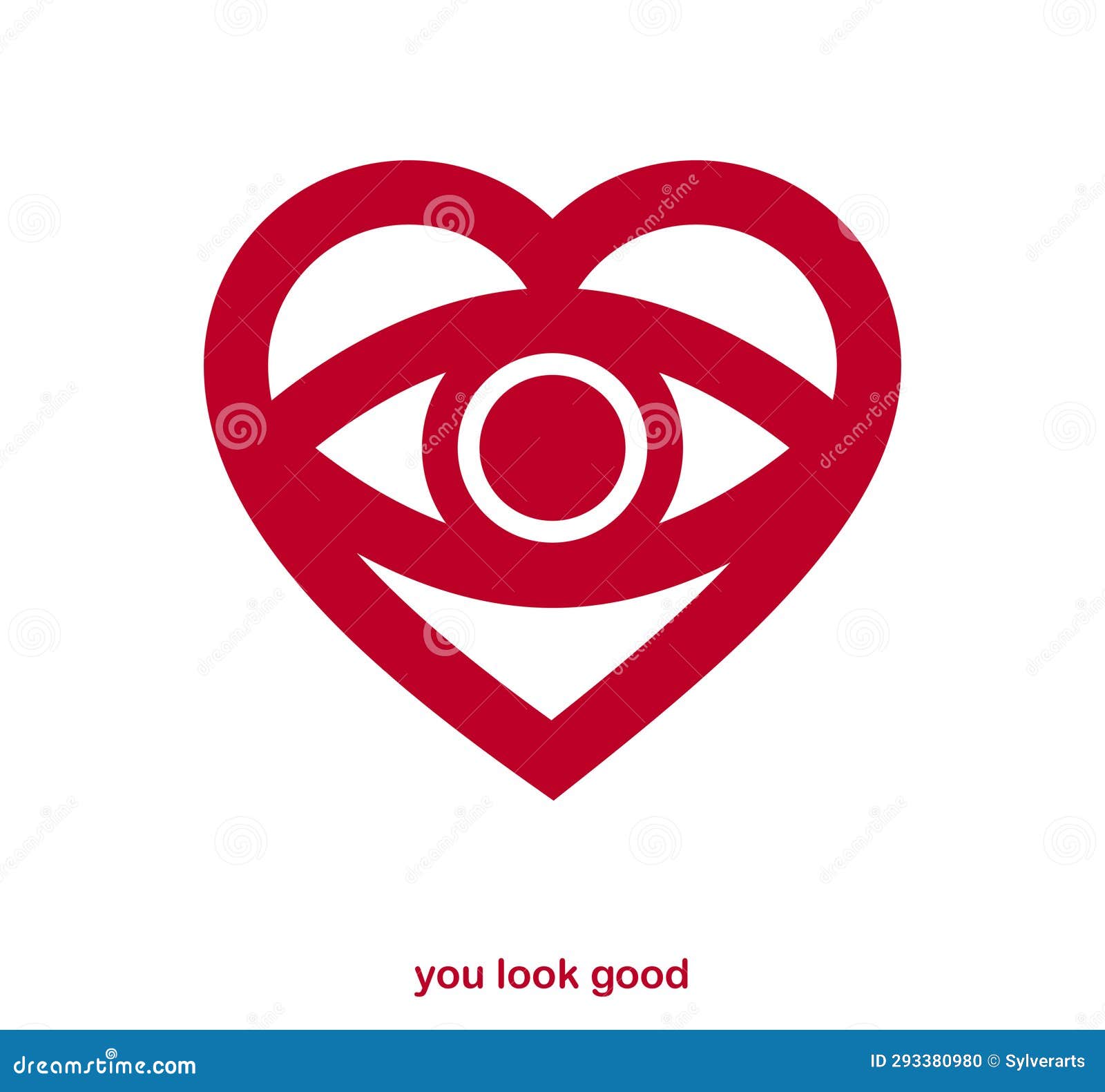 you look great concept cheerful greeting   , compliment stylish retro  created with heart and eye,