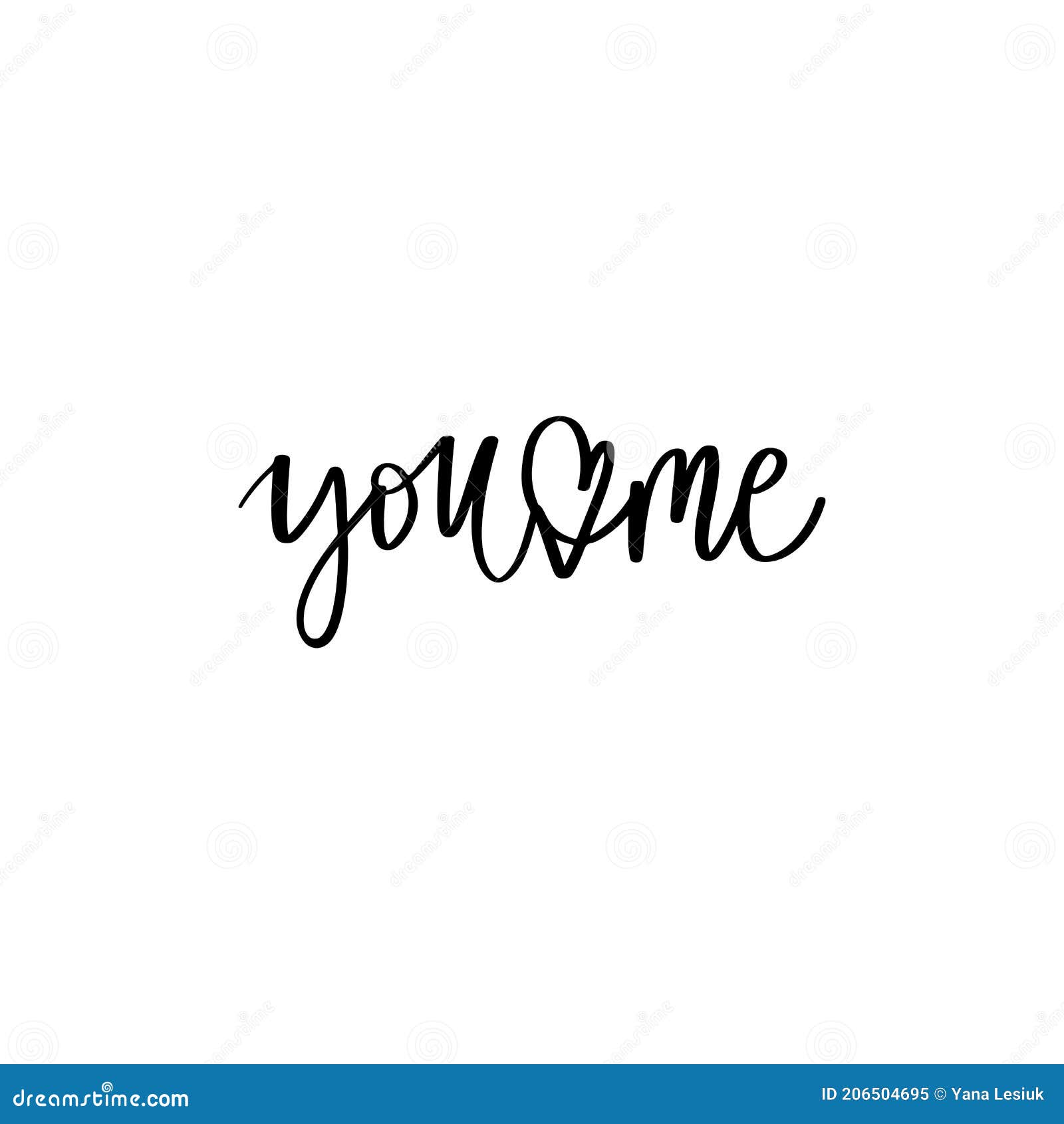 You and Me Lettering Vector Quote. Romantic Calligraphy Phrase for ...