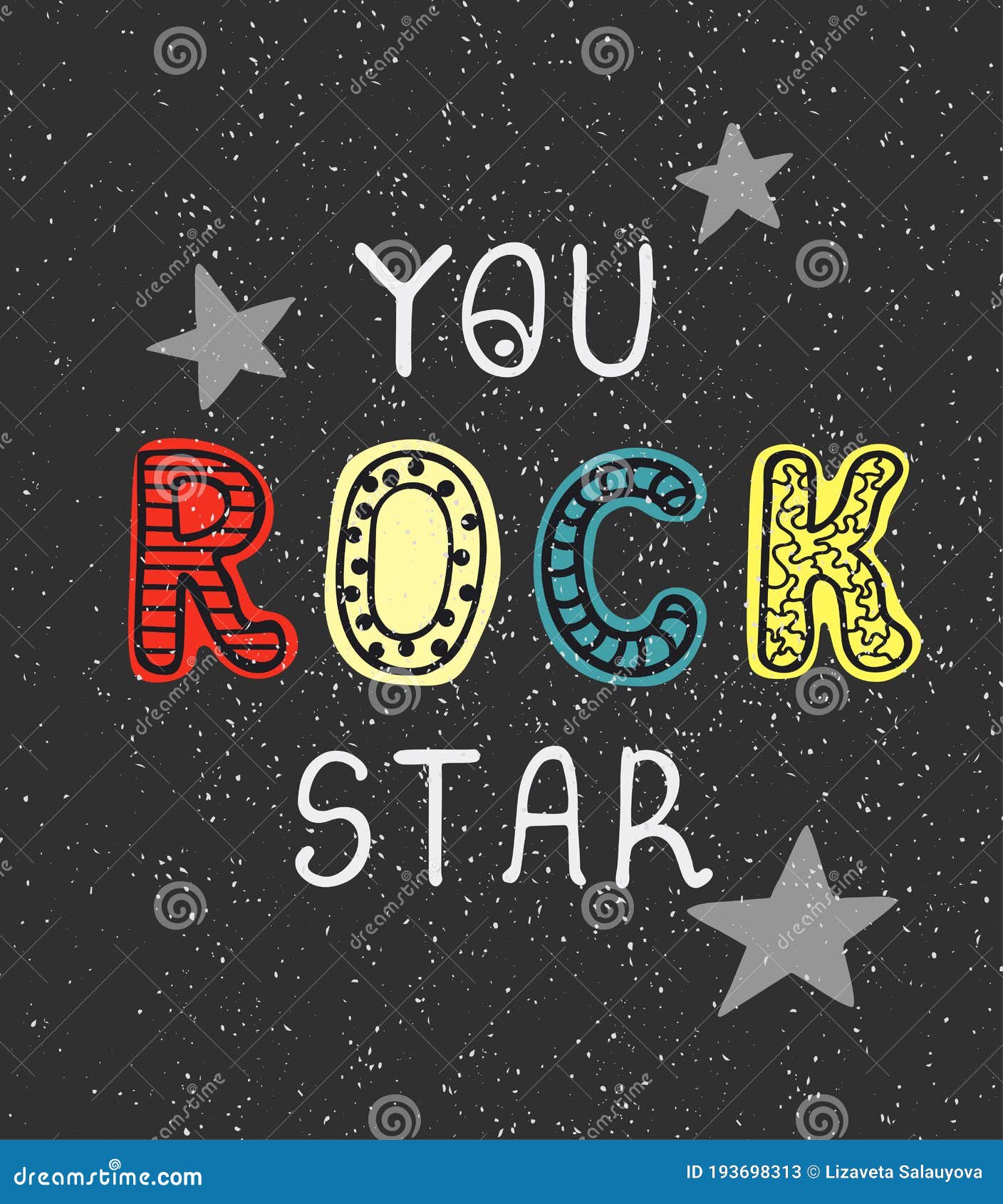 You Rock Star - Fun Hand Drawn Nursery Poster with Lettering Stock ...