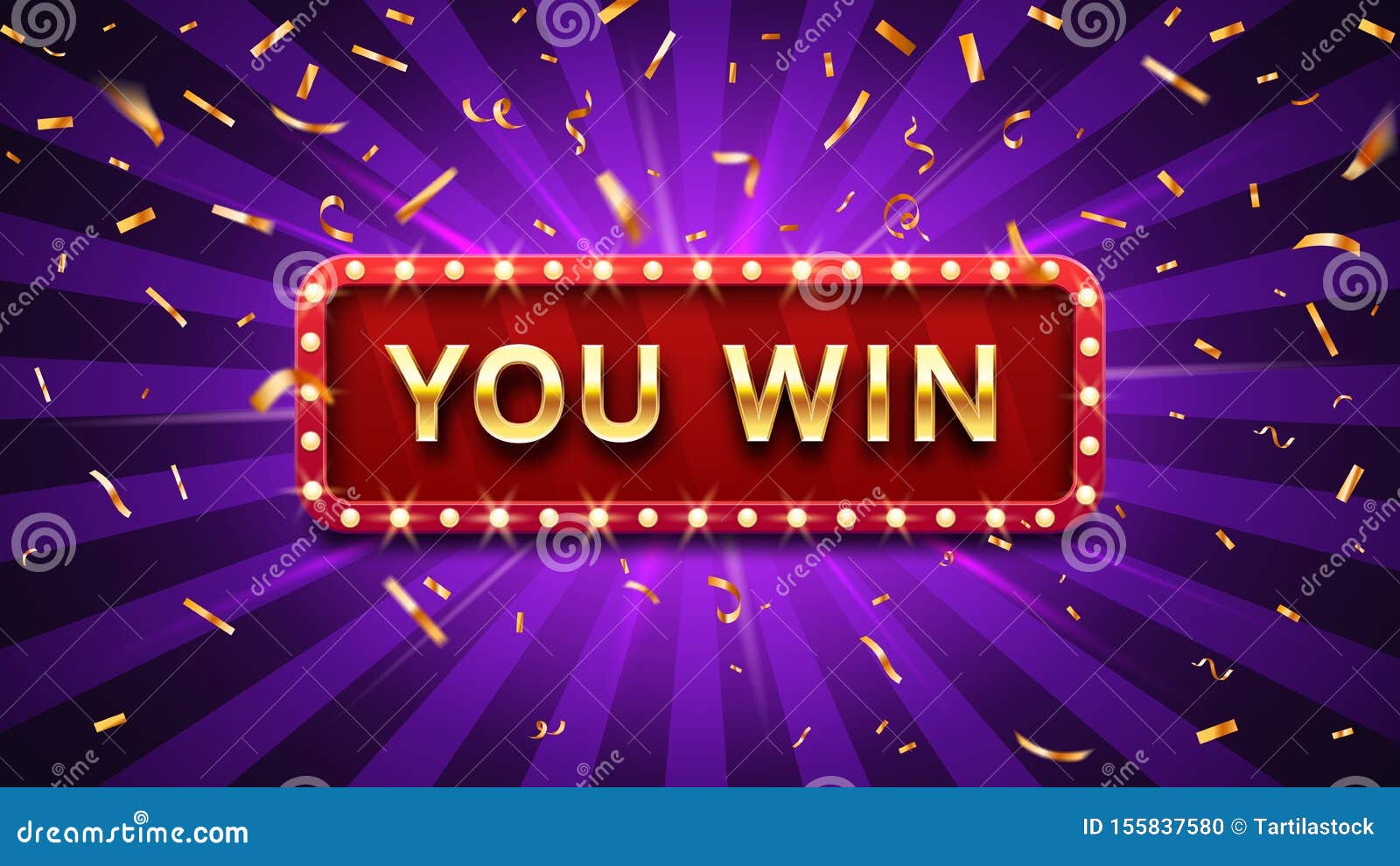 you win banner. winner congratulations frame, golden win congratulating framed sign and winning gold confetti 