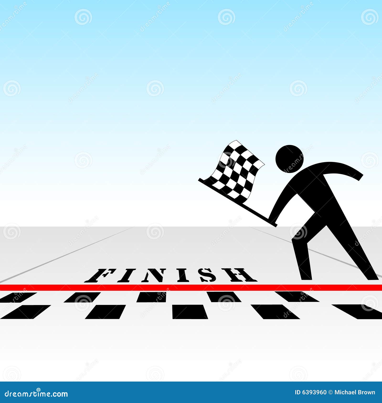 you win race & get checkered flag at finish line Stock Vector