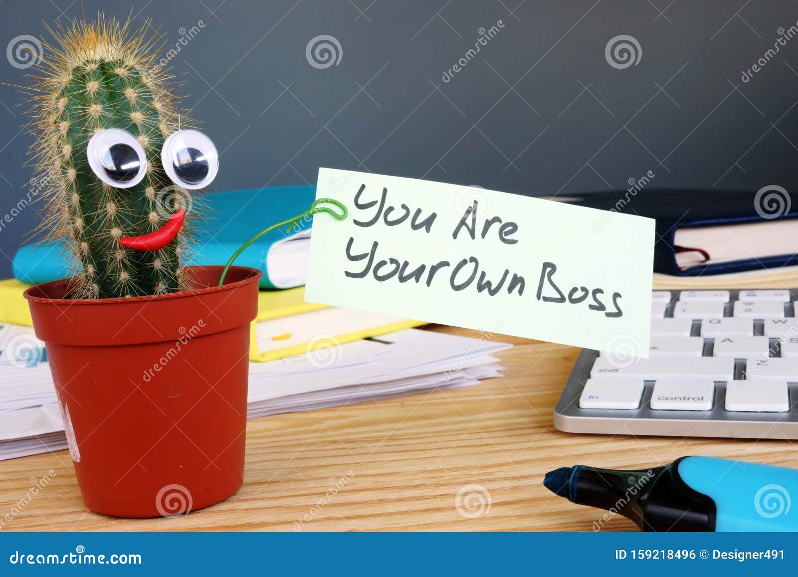 you are your own boss sign on the desk