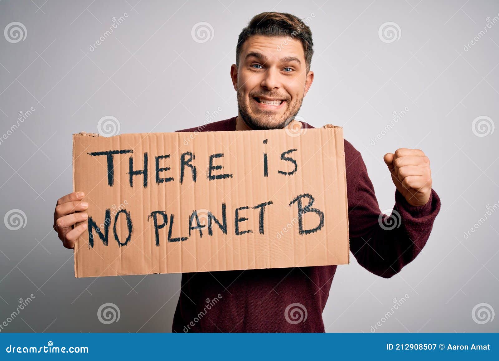 Young Activist Man Holding Protest Banner for Climate Change and Environment  Change Screaming Proud and Celebrating Victory and Stock Image - Image of  happy, change: 212908507