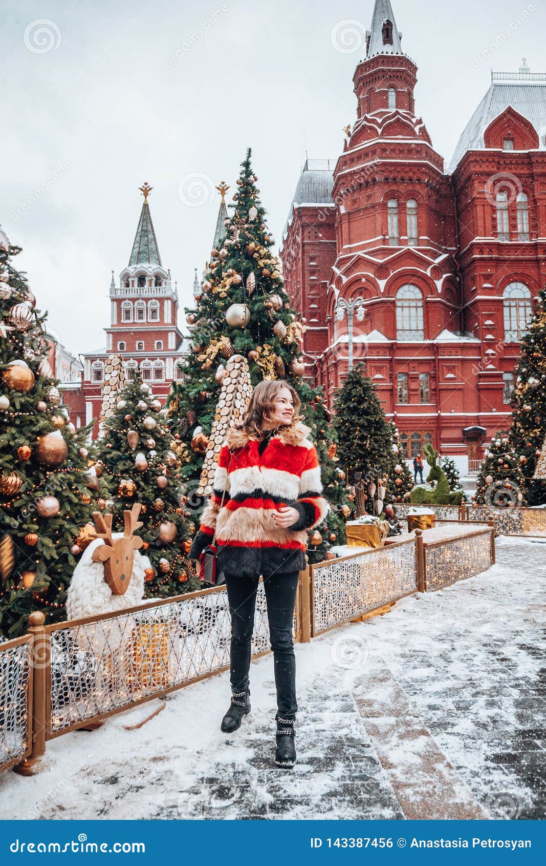 Young and Adorable Russian Girl Walking on Manezhnaya Square Moscow on ...