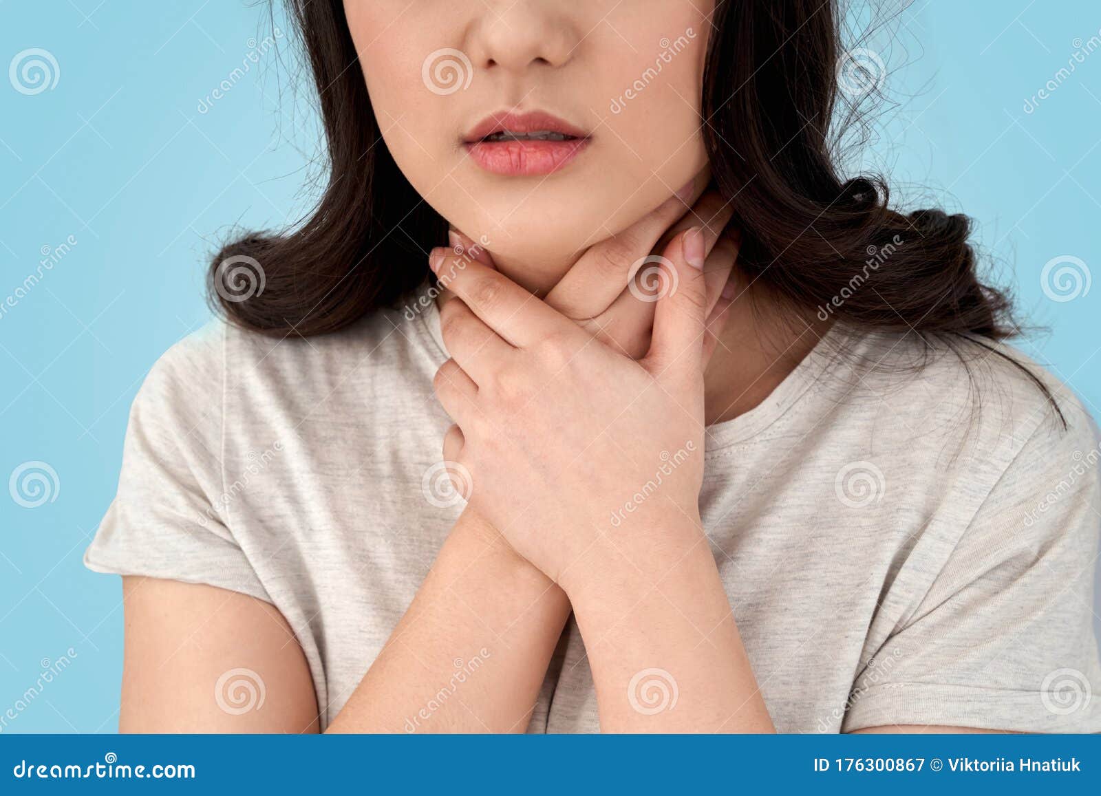 Young Adult Asian Girl With Sore Throat Stock Image Image Of Chinese