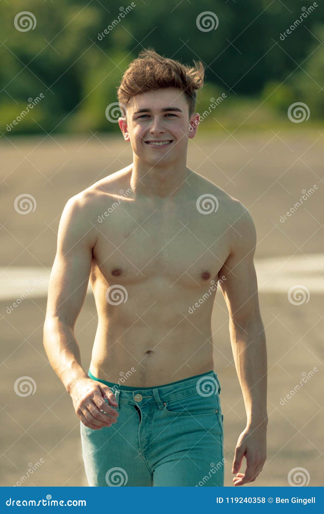 Young Adult Male Shirtless Outdoors Stock Photo - Image of fitness ...