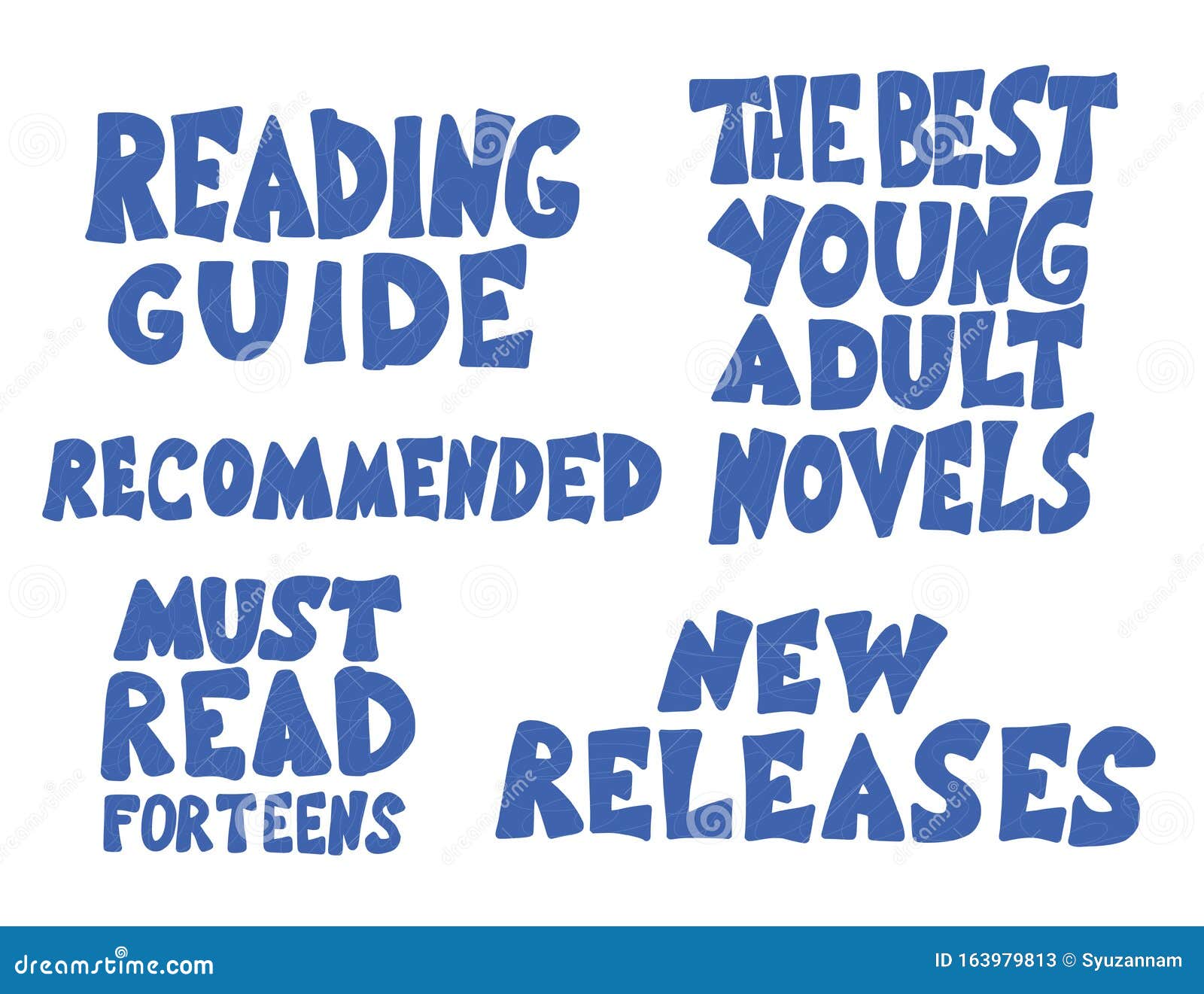 young adults book phrases set.  illustartion