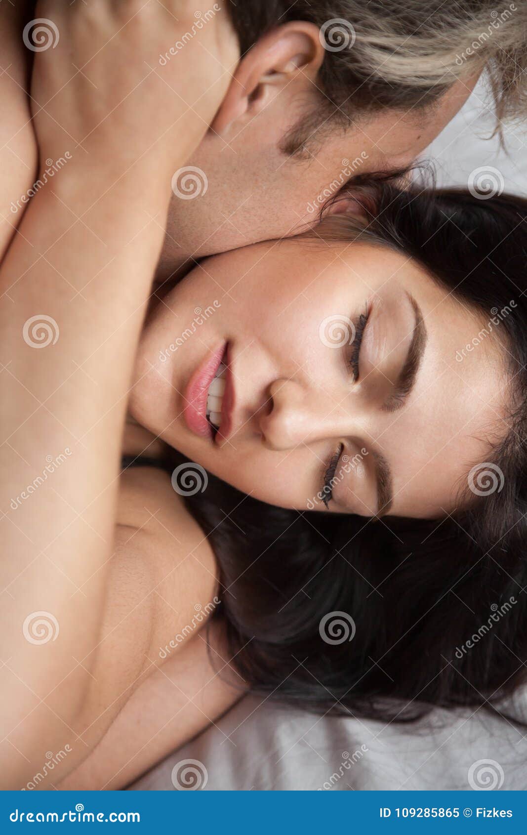 Young Couple Making Love Enjoying Passionate Sex, Close Up View Stock Image 