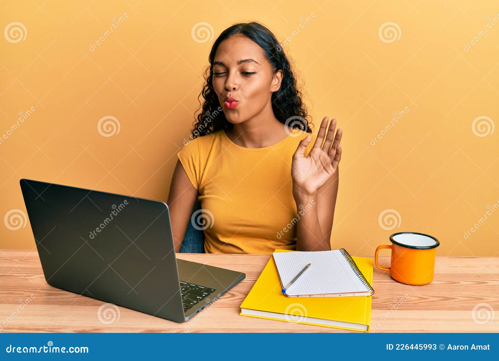 N America Sexy Sexy Videos - Young African American Girl Doing Video Call Waving To Laptop Looking at  the Camera Blowing a Kiss Being Lovely and Stock Image - Image of kisses,  emotion: 226445993