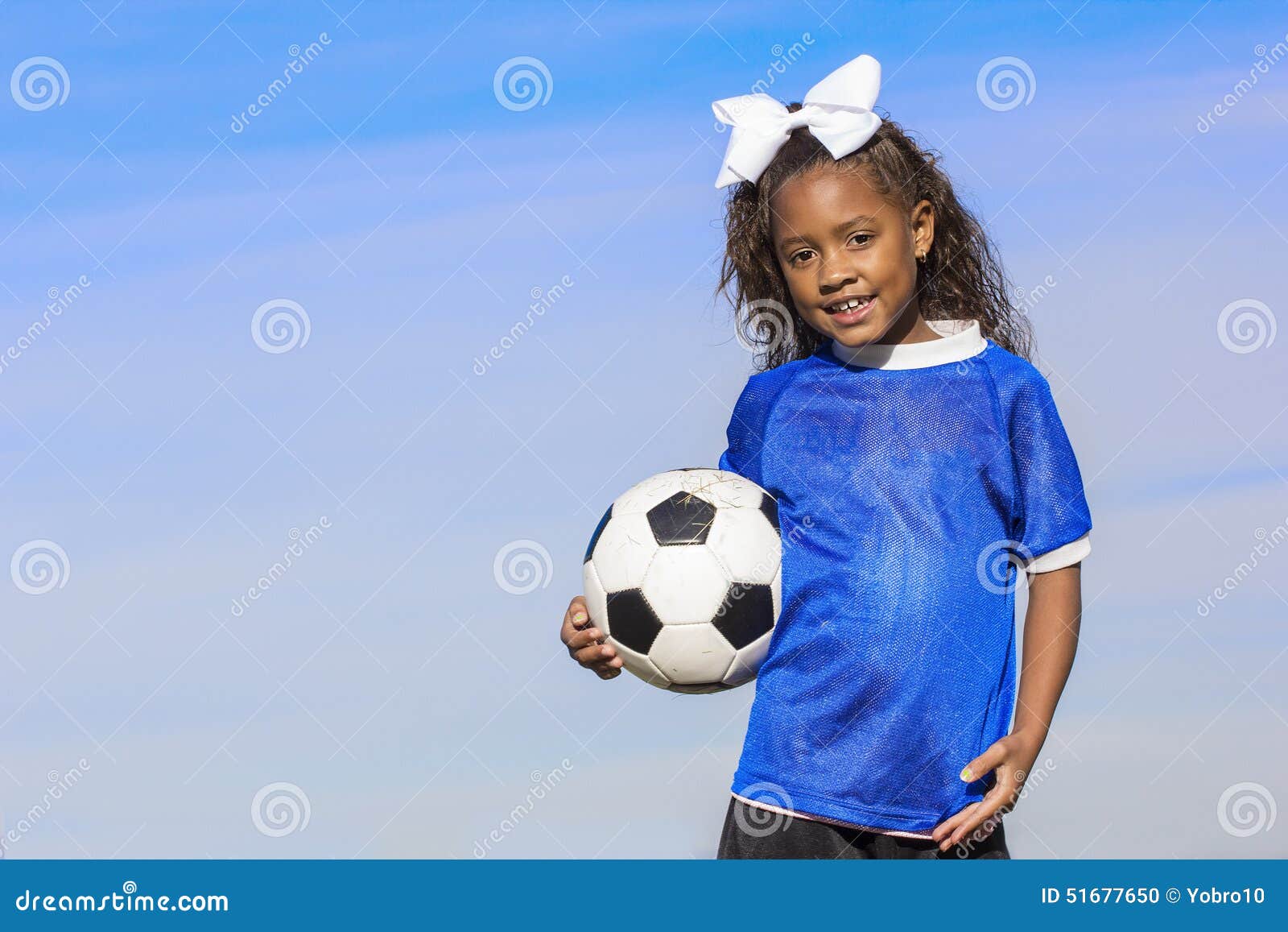 Young African American Girl Soccer Player with Copy Space Stock Photo ...