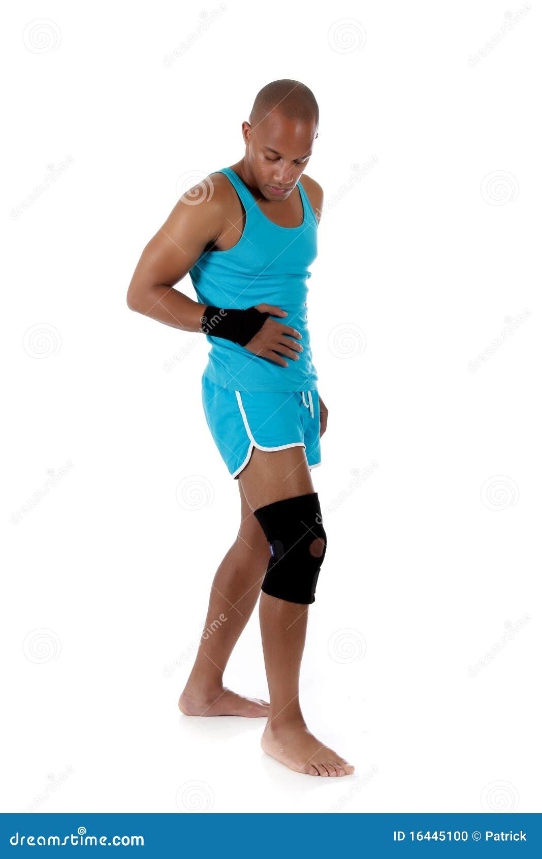Young African American Man Athlete, Bandaged Stock Photo Image of