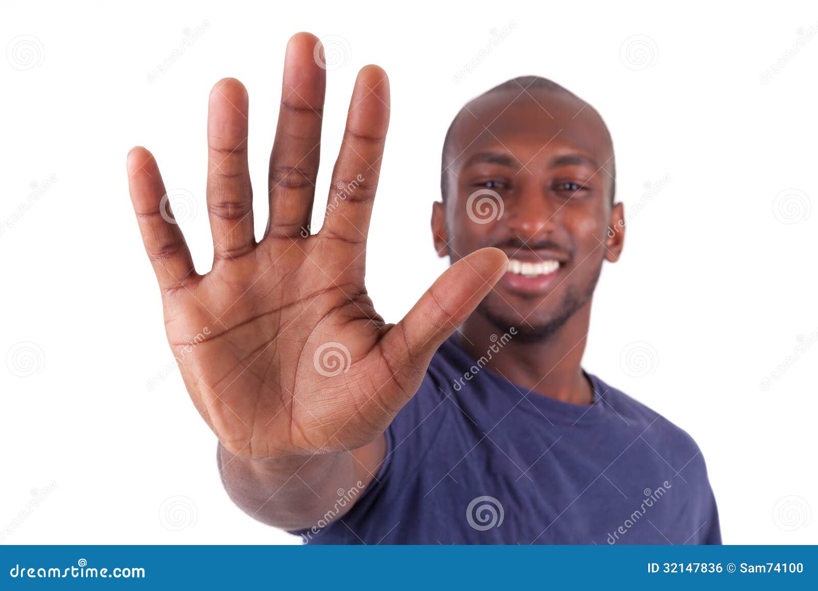 Young African American Man His Hands Palm Stock Photo Image Of S